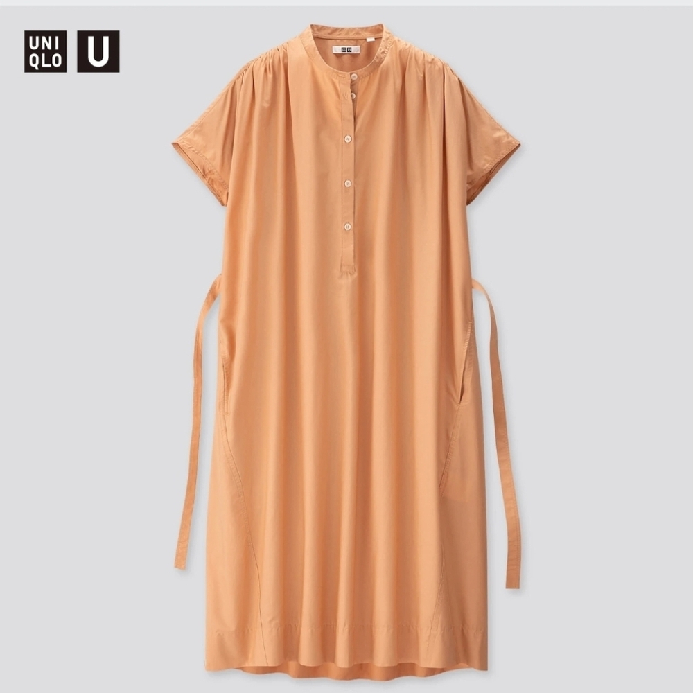 LEMAIRE X Uniqlo Orange Parachute Short Sleeves Shirt Dress